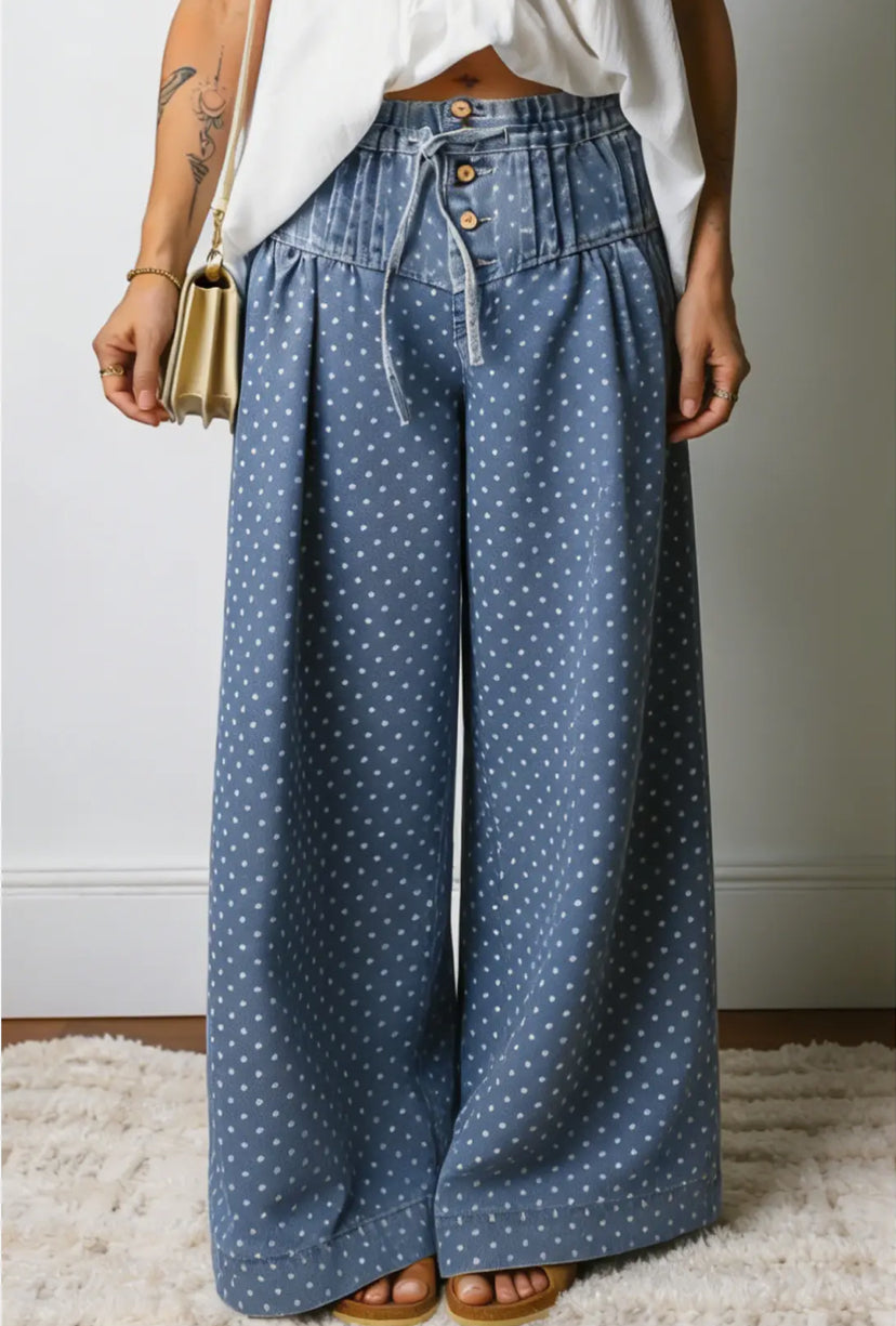 Dotted Denim Wide leg