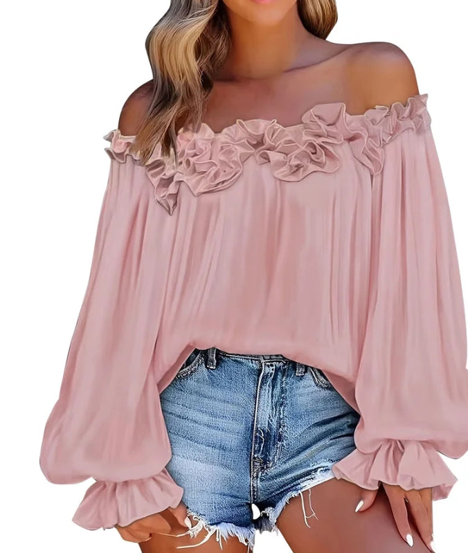 Off the shoulder ruffle blouse